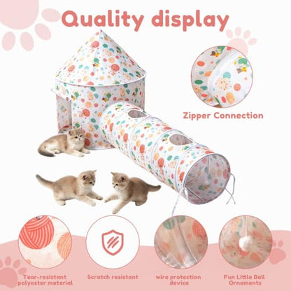 Cat Bad Pop Up Collapsible Yurt Tent, Pet Rest Hut for Indoor | Foldable Cats Cave Hideout Pet Toys ,Cat Rest Hut for Bunny, Guinea Pig, Ferrets, Puppy - color: Pale pink