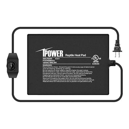iPower 6 by 8 Inch Reptile Heating Pad with Temperature Adjustable Controller Knob, Under Tank Warmer Terrarium Heat Mat for Reptiles and Amphibians - size: 6 X 8 Inch