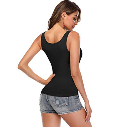 Camisoles for Women with Built in Bra,Basic Yoga Top Layering Tank Top Padded Bra Undershirt(S-3XL) - color: Black-1 Pack, size: XX-Large