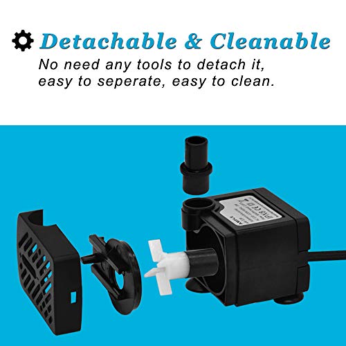 3W 50GPH Mini Submersible Water Pump, Small Fountain Pump for Pond, Aquariums, Fish Tank, Tabletop Fountain, Pet Fountain, Indoor or Outdoor Fountain (AC Powered)