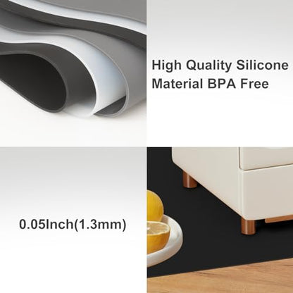 Silicone Mats for Kitchen Counter, Treerit 47.24"x 23.62" Extra Large Silicone Mat, Non-slip Heat Resistant Kitchen Counter Mat, Quartz Countertop Protector, Shipped Rolled Up, No Creases, Black - color: Black