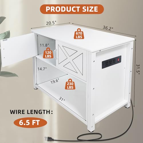 BEURUKU 40 Gallon Tank Stand with Cabinet and Power Outlets, Heavy Duty Metal Aquarium Stand for 40-50 Gallon Breeder Tank, Turtle Tank, Double Terrarium Stand, 660LBS Capacity, White - color: White, size: 40-50 Gallon