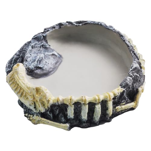 Reptile Food Water Bowl Resin Rock Gecko Feeding Dish Tortoise Feeder Food and Water Plate Amphibian Drinking Basin Reptile Habitat Tank Accessories for Turtle Lizard Leopard Gecko Chameleon