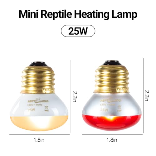 REPTI ZOO Nano Dual Dome Reptile Light Fixture and 25W Reptile Heat Lamp Combo Pack, Mini Daylight Basking Spot Heat Lamp & Nano Heat Emitter Basking Spot Lamp