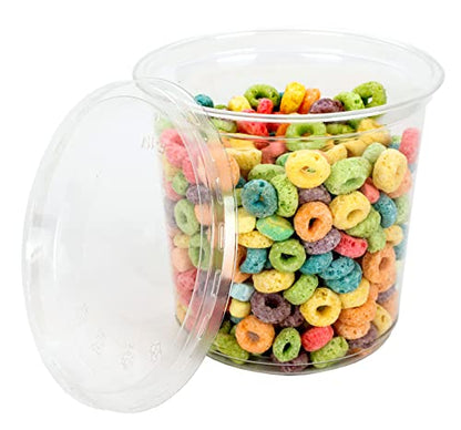 Golden Apple, 24oz. Ultra Clear Recycled PET Plastic Round Deli Container and Flat Lid Combo - 18sets - size: 24oz & Flat lids