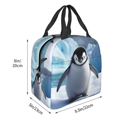 Insulated Lunch Bag Cute Penguins Baby Taking Lunch Box for Women Men Reusable Leakproof Lunch Cooler Bag for Office Picnic - color: Cute Penguins Baby Taking