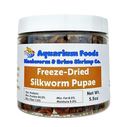Silkworm Pupae - Freeze-Dried Silkworm for Color Glossing in Koi, Pond Fish, Monster Fish, Land & Aquatic Turtles, Reptiles, Rodents, Birds…5.5oz Med Round Jar - size: 5.5 Ounce (Pack of 1)