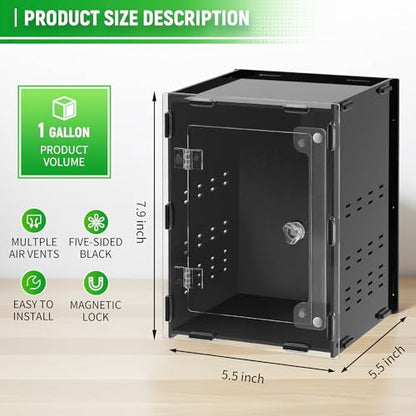 REPTVIVA5.5"x5.5"x7.9" Reptile Tank/Insect Habitat - 5-Sided Blackout Terrarium for Stress Reduction, Ideal for Jumping Spiders, Tarantulas, Snails, Geckos, Mantis, Small Reptiles & Nocturnal Pets