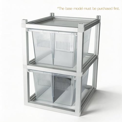 13x10x8 Stackable Reptile Rack Unit with Removable Divider, Ventilated Lid | 13x10x8 stackable reptile rack expansion, removable divider, ventilated plastic lid, modular gecko breeding habitat - size: 13x10x8-add