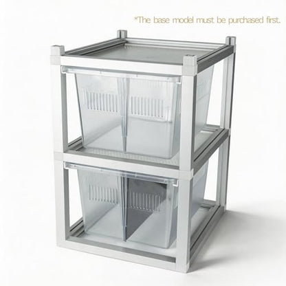 13x10x8 Stackable Reptile Rack Unit with Removable Divider, Ventilated Lid | 13x10x8 stackable reptile rack expansion, removable divider, ventilated plastic lid, modular gecko breeding habitat - size: 13x10x8-add