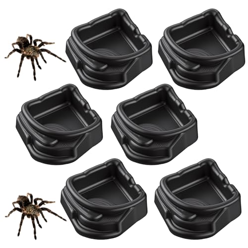 6 Pcs Spider Micro Water Bowl, Mini Resin Dish Tiny Bowl Enclosure Accessories for Tarantula, Spider, Hermit Crab, Millipede, Tiny Reptile (1.65" D, 0.59" H)