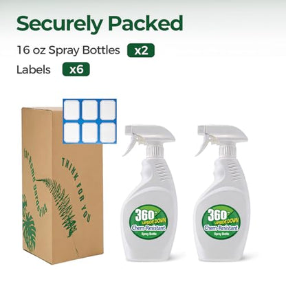 T4U Spray Bottles for Cleaning 16 oz 2 Pack, Empty Mist Sprayers | Adjustable nozzle delivers fine mist or stream for plants, hair, household solutions, gardening, salon and everyday cleaning - size: 16 OZ, 2 Pack