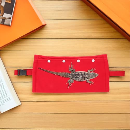COHEALI Reptile Travel Sling Bag Adjustable Soft Breathable Carrier for Small Lizards Chameleons Bearded Dragons Outdoor Travel Pouch Pet Transport Red