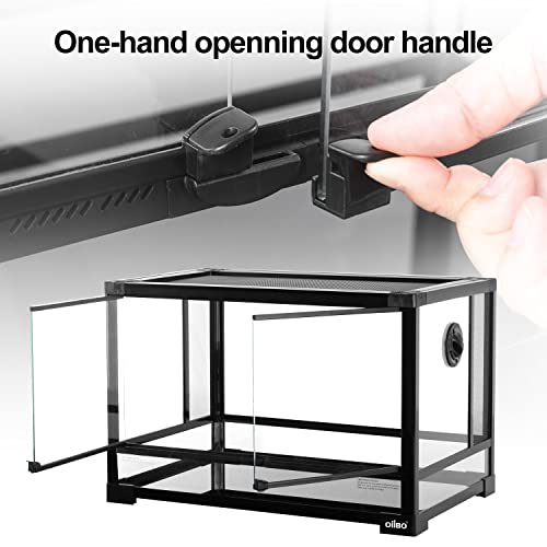 Full Vision Glass Reptile Terrarium 27 Gallon, Double Hinge Door with Screen Ventilation Reptile Tank 24"x16"x16" (Knock-Down) - style: 24"x16"x16"(27 Gal)