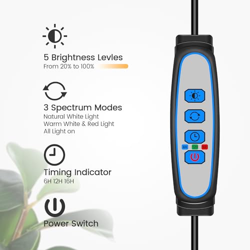 Halo Grow Lights, Dual-Head 6000K LED Floor Plant Light with Base | Full Spectrum 168LEDs Grow Lamp, 3 Color Modes, Timer 6/12/16H, 5 Dimmable Levels, 67'' Adjustable Height, Gooseneck - size: Dual Head（Height 67'')