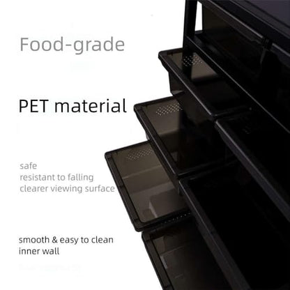 Stackable Reptile Breeding Rack, 2-Tier Reptile Terrarium with Aluminum Frame & Ventilated PET Tubs, Reptile Enclosure for Hatchling Gecko, Juvenile Bearded Dragon, Small Snake