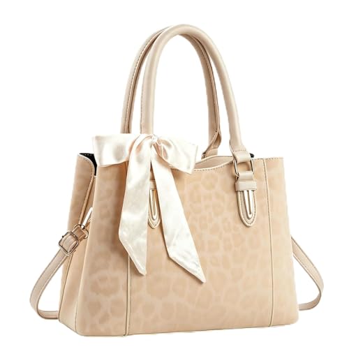 3 Compartment Satchel Purse Top Hnadle Bags Hobo Handbag for Women | Multi Compartment,Medium,Leopard Print Faux Fur,Detachable Shoulder Crossbody Strap,Work Office Daily,High elasticity base - color: Off-white Leopard