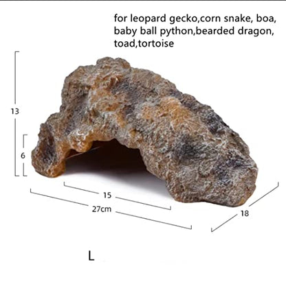 Reptile Simulation Rock Hideouts Cave Amphibian Hides Resin Habitat Decor Shelter for Gecko Leopard Lizards Toad Turtle (Large)