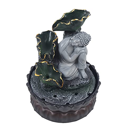 Sleeping Buddha Tabletop Water Fountain with LED Lights, Zen Indoor Waterfall Feature with Pump, Resin Desktop Meditation Fountain for Home Office Yoga Decor, Stress Relief Relaxation Water Feature - color: Style 21