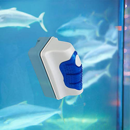 Jasonwell Magnetic Aquarium Fish Tank Glass Algae Glass Cleaner Scrubber Floating Clean Brush(M) - color: Blue, size: M