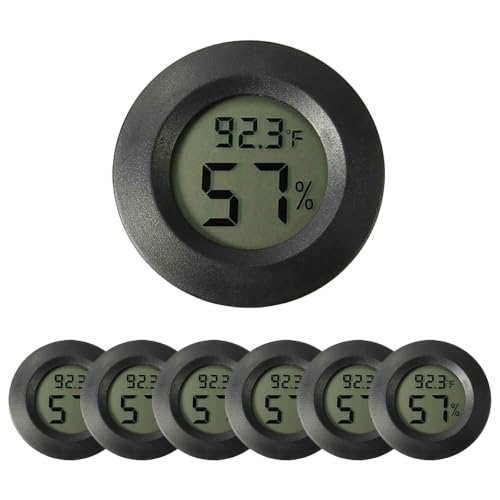 Toyvian 7pcs Digital Humidity and Temperature Gauge for Terrarium with Portable Design and Plastic Material, Suitable for Indoor and Outdoor Use, Mini Electronic Thermometer Hygrometer