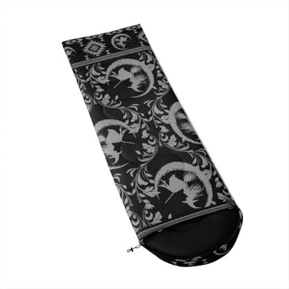 Erosebridal Longhorn Cow Skull Sleeping Bag for Kids Goth Witchy Damask Camping Blanket for Hiking Travel Hunting Sleep Bag - color: Black Moon Witch