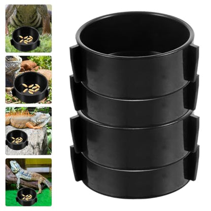 4Pcs Ceramic Reptile Food Bowls and Water Dishes Multi-Function Worm Dish for Lizards Bearded Dragons Terrarium Feeding Accessories