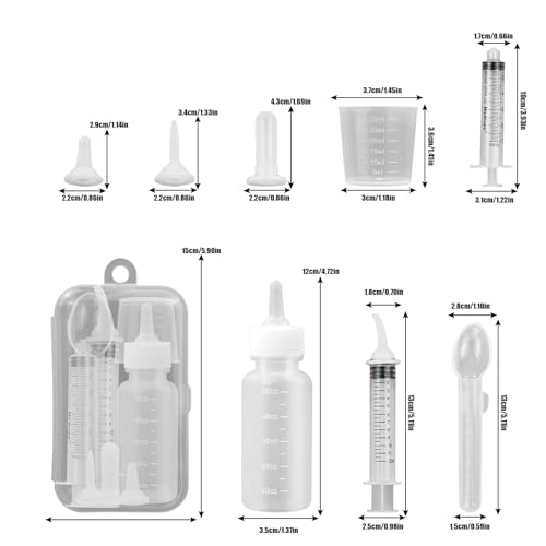 Suxgumoe Pet Feeding Bottle Set, Feeding Silicone Nipple with Bottle and Syringes, Reusable Pet Nursing Kits Feeding Tools for Rabbits, Small Animals (1 Bottle+3 Nipples+2 Syringes + 1 Cup+ 1 Spoon) - color: 1 Bottle+3 Nipples+2 Syringes + 1 cup+ 1 spoon