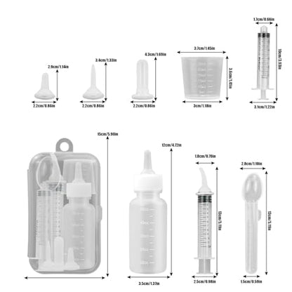 Suxgumoe Pet Feeding Bottle Set, Feeding Silicone Nipple with Bottle and Syringes, Reusable Pet Nursing Kits Feeding Tools for Rabbits, Small Animals (1 Bottle+3 Nipples+2 Syringes + 1 Cup+ 1 Spoon) - color: 1 Bottle+3 Nipples+2 Syringes + 1 cup+ 1 spoon