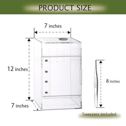 Acrylic Terrarium for Reptiles & Spiders – Small/Medium/Large Leak-Proof Enclosure (Horizontal/Vertical) | Ideal for Tarantulas, Jumping Spiders, Frogs & Geckos(Large, Vertical) - size: Large