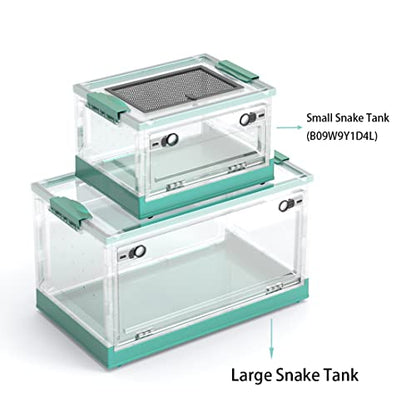 Large Snake Reptile Tank Habitat Cage, Grey Blue, 21.65"x12.6"x12.2" | Amphibians Habitat Cages, Sliding Screen Top, For Lizard, Gecko, Frog, Hamster - color: Grey Blue