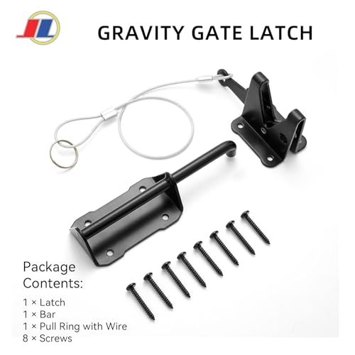 Gravity Gate Latch, Self-Locking Fence Latch, Black | Heavy duty black gravity gate latch with self-locking action for wood and vinyl fences; for outdoor yard and farm gates. - size: Gravity