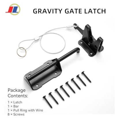 Gravity Gate Latch, Self-Locking Fence Latch, Black | Heavy duty black gravity gate latch with self-locking action for wood and vinyl fences; for outdoor yard and farm gates. - size: Gravity