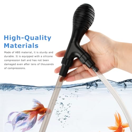 Small Fish Aquarium Gravel Cleaner Kit - Manual 80GPH Strong Suction Gravel Vacuum for Aquarium, Water Changer, Sand Washer, Glass Cleaner & Waste Remover for 5-80 Gallon Tanks, 200cm Hose
