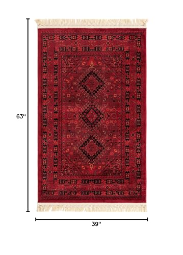 Unique Loom Tekke Collection Area Rug - Sheibani (3' 3" x 5' 3" Rectangle, Red/ Black) - size: 3'1" x 5'3" (Rectangular)