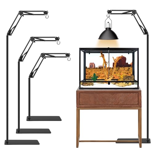 Reptile Heat Lamp Stand, Adjustable 15.7-74.3" 360° Swing Arm Light Holder | Heavy Base, Sturdy Metal Floor Stand, Widely Compatible for Bearded Dragons, Turtles, Snakes & Terrariums (50-180 gal) - size: XXL