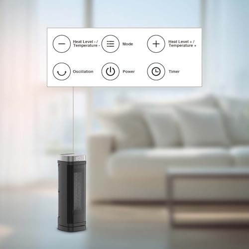 Portable Space Heater, 1500W Electric Heaters with Remote Control, PTC Fast Heating Ceramic Heater with Overheat and Tip-Over Protection, Ideal for Home, Bedroom, and Office Use - size: 16.4''/70°Oscillation