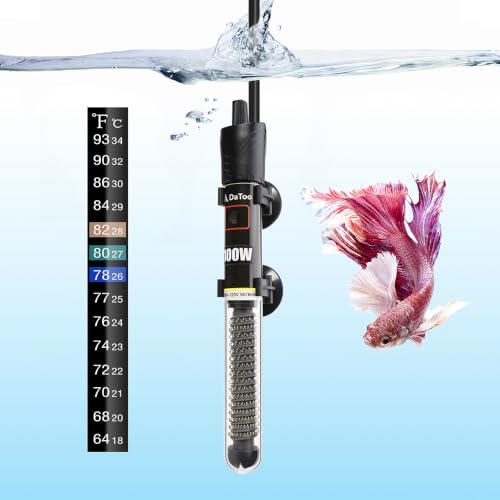 DaToo Mini Aquarium Heater 100W Small Fish Tank Heater 100 Watt with Free Thermometer Sticker(100W) - size: 100W