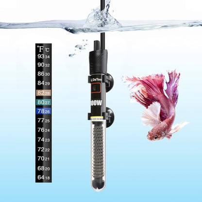 DaToo Mini Aquarium Heater 100W Small Fish Tank Heater 100 Watt with Free Thermometer Sticker(100W) - size: 100W