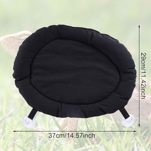 Bearded Dragon Bed - Black Reptile Sleeping Window Hammock Cushion, Lizard Couch Canvas Rubber Soft Mat Blanket Pad for Car Carrier, Tank Toys Accessories