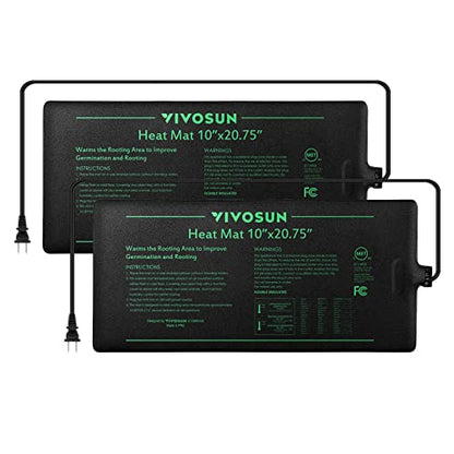 VIVOSUN 2 Pack Durable Waterproof Seedling Heat Mat 10" x 20.75" | UL & MET-Certified Warm Hydroponic Heating Pad for Germination, Indoor Gardening, Greenhouse - size: 10" x 20.75" - 2pack