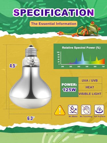 75 Watt Heat Bulb and 125 Watt UVA UVB Bulb