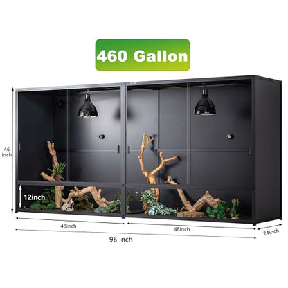 2-Pack 230 Gallon Reptile Enclosure, Expandable to 460 Gallon Extra Large 96"x24"x46" Reptile Tank, PVC Giant Terrarium for Adult Bearded Dragon, Ball Python & Large Snakes, 2 PCS - size: 48"x24"x46" (230 Gallon) - 2 Pack