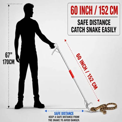 60" Snake Grabber, Collapsible Stainless Steel Snake Catcher with Lock | Safely catch and relocate snakes with a durable stainless steel grabber featuring a wide jaw, secure lock, and 60-inch reach. - size: 60" snake grabber