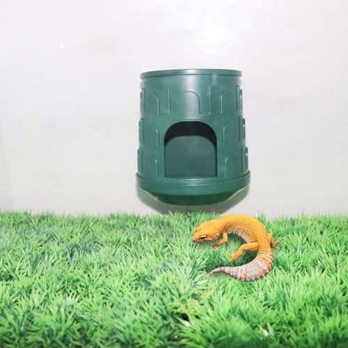 Reptile Tank Accessories, 2-in-1 Plastic Reptile Hide with Bowl on The Top, Habitat Hideout for Gecko, Snake, Chameleon and Other Small Arboreal Reptiles