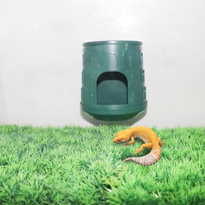 Reptile Tank Accessories, 2-in-1 Plastic Reptile Hide with Bowl on The Top, Habitat Hideout for Gecko, Snake, Chameleon and Other Small Arboreal Reptiles