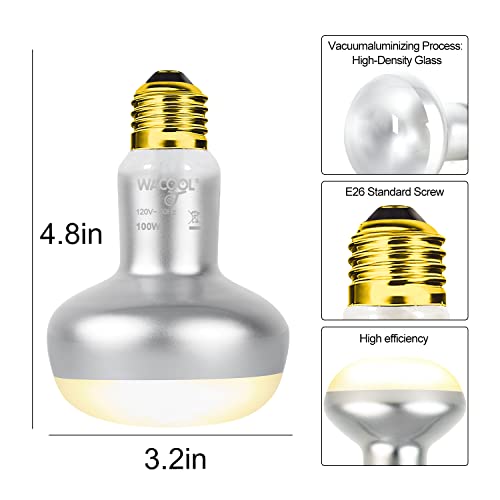 WACOOL 4 Pack Heat Lamp Bulbs for Reptiles, 100W Intense Basking Spot Lights, Simulate Daytime Sunshine Heat Bulbs, UVA Daylight Heat Lamp for Bearded Dragon, Lizard, Turtle, Tortoise, Gecko - style: 100W-4 pack