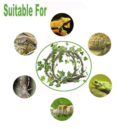 Tfwadmx 7FT Jungle Vines for Reptiles with Suction Cups 2 Pcs Bend A Branch Ivy Artificial Climbing Fake Leaves Habitat Terrarium for Chameleons, Snakes, Ball Python (2m/6.5Ft) - size: 6.5 Ft Thin Vines 2 pcs