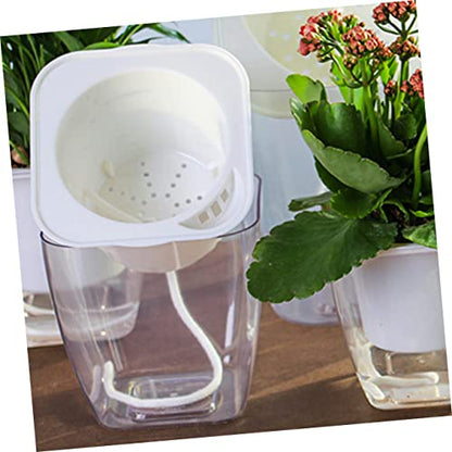 LIOOBO Flower Pot Self-Watering Planter Large Indoor Plant Pot Plastic Easy Care Decorative for Office Home