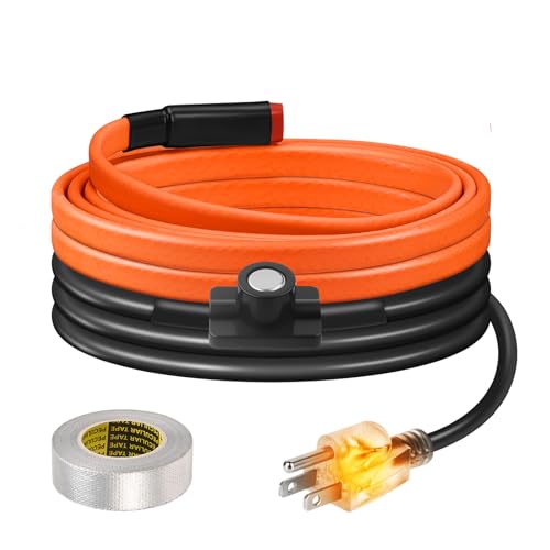 3FT Heat Tape for Water Pipes Freeze Protection IP65 Waterproof 8W/FT 110V,BDDFOTO Water Pipe Heat Cable With Thermostat Self-Regulating Pipe Heater for House Garden/RV Camper - style: 03FT